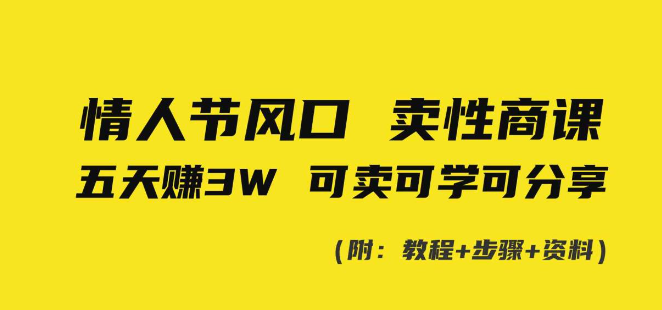 图片[1]-情人节风口！卖性商课，小白五天赚3W，可卖可学可分享！-晓月资源网