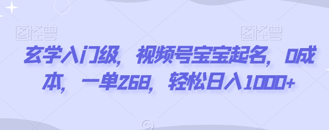 图片[1]-玄学入门级，视频号宝宝起名，0成本，一单268，轻松日入1000+【揭秘】-晓月资源网