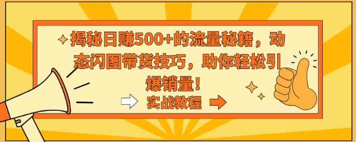 图片[1]-揭秘日赚500+的流量秘籍，动态闪图带货技巧，助你轻松引爆销量！_方法-晓月资源网
