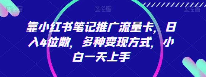 图片[1]-靠小红书笔记推广流量卡，日入4位数，多种变现方式，小白一天上手_成交-晓月资源网