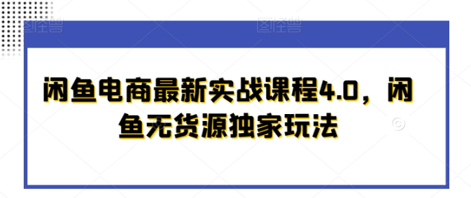 图片[1]-闲鱼电商最新实战课程4.0，闲鱼无货源独家玩法_方法-晓月资源网