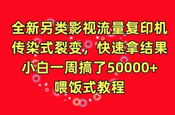 全新另类影视流量复印机，传染式裂变，快速拿结果，小白一周搞了50000 ，喂饭式教程【揭秘】