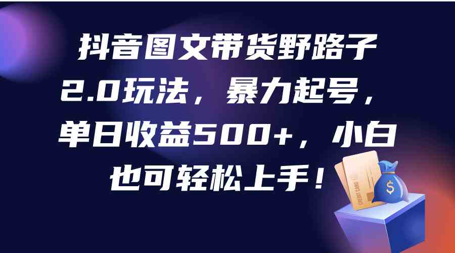（9790期）抖音图文带货野路子2.0玩法，暴力起号，单日收益500 ，小白也可轻松上手！