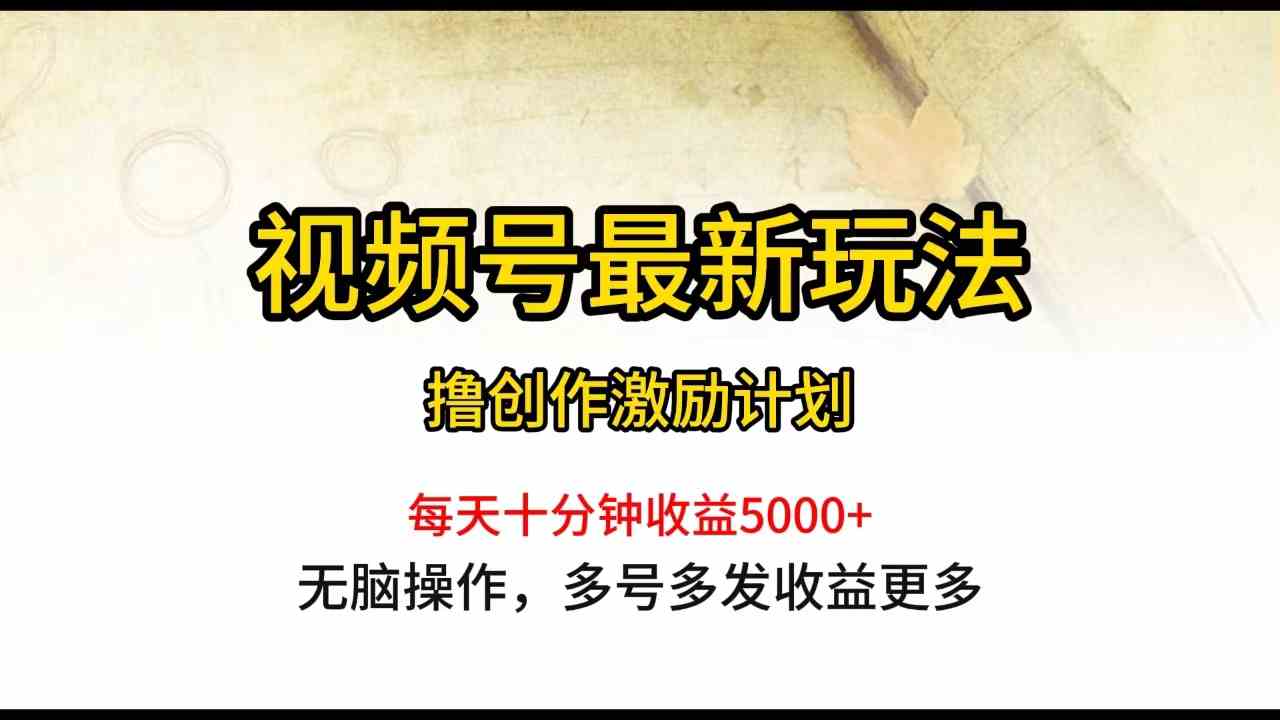 （10087期）视频号最新玩法，每日一小时月入5000 