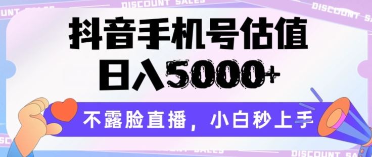 抖音手机号估值，日入5000 ，不露脸直播，小白秒上手【揭秘】