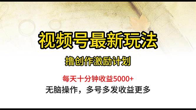 视频号最新玩法，每日一小时月入5000 