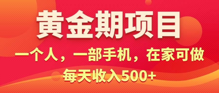 黄金期项目，电商搞钱！一个人，一部手机，在家可做，每天收入500 