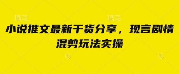 图片[1]-小说推文最新干货分享，现言剧情混剪玩法实操-晓月资源网