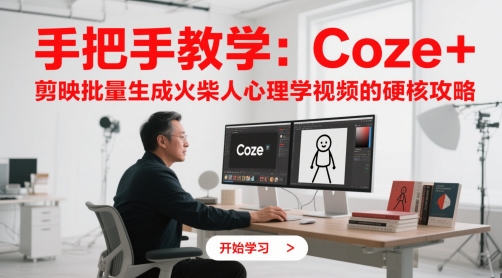 手把手教学：Coze   剪映批量生成火柴人心理学视频的硬核攻略