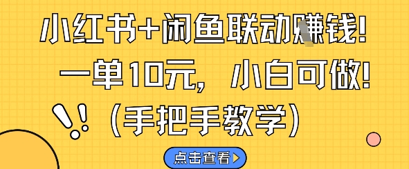 小红书 闲鱼联动挣钱，一单10元，小白可做
