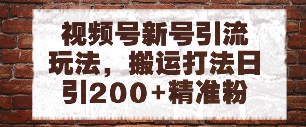 视频号新号引流玩法，搬运打法日引200 精准粉，可矩阵放大【揭秘】