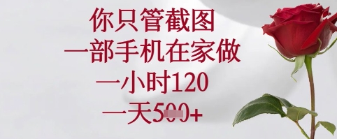你只管截图，一部手机在家可以做，一小时120.一天5张 【揭秘】