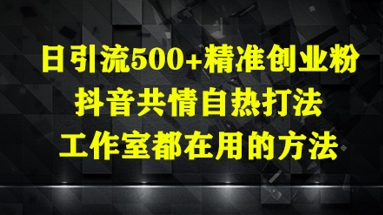 日引流500 精准创业粉，抖音共情自热打法，工作室都在用的方法