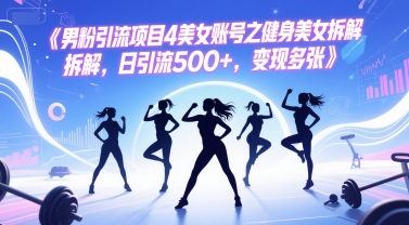 男粉引流项目4美女账号之健身美女拆解，日引流500 ，变现多张