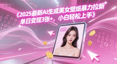 2025最新AI生成美女壁纸暴力拉新, 单日变现3张 ，小白轻松上手