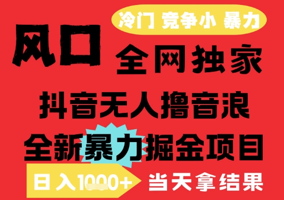 25年6月高爆抖音无人直播最新撸音浪掘金项目，解放双手小白可做，无脑日入1k ，门槛低【揭秘】
