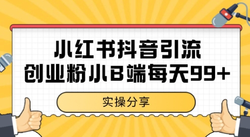 小红书抖音创业粉，小B端粉自热，日引99 的一个玩法【揭秘】