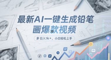 最新AI一键生成铅笔画爆款视频，多平台分发，日 入1k ，小白轻松上手【揭秘】