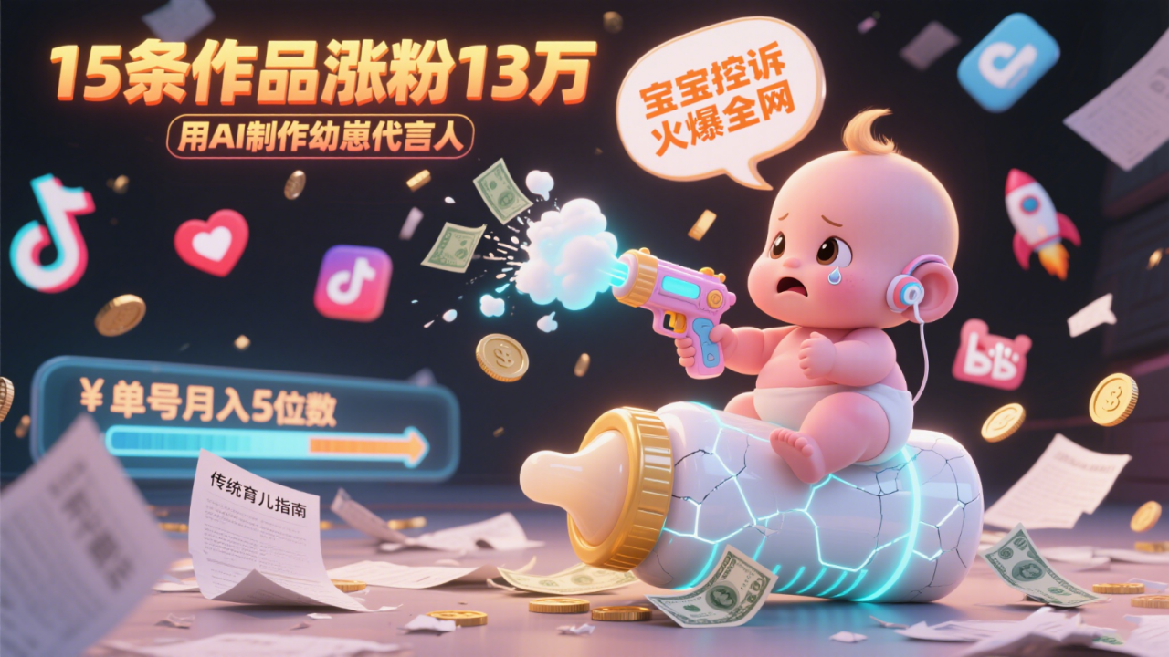 图片[1]-用AI制作幼崽代言人，宝宝的控诉火爆全网，15条作品涨粉13万，单号月入5位数实操教程-晓月资源网