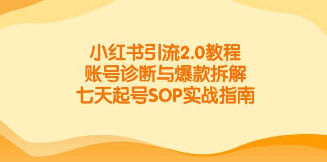 图片[1]-小红书引流2.0教程，账号诊断与爆款拆解，七天起号SOP实战指南-晓月资源网
