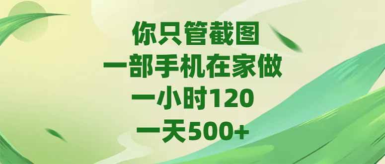 图片[1]-你只管截图，一部手机在家做，一小时120，-天500+-晓月资源网