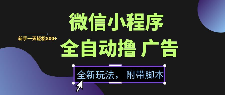 图片[1]-微信小程序挂机撸广告，全新玩法，新手一天轻松800+【附带脚本】-晓月资源网