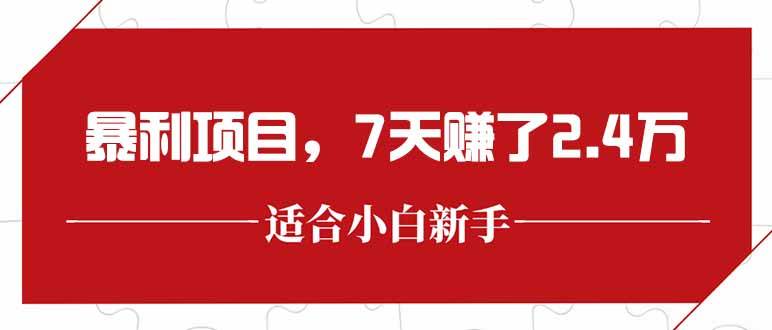 图片[1]-最新暴利项目，每单收益轻松在300以上，7天赚了2.4万-晓月资源网