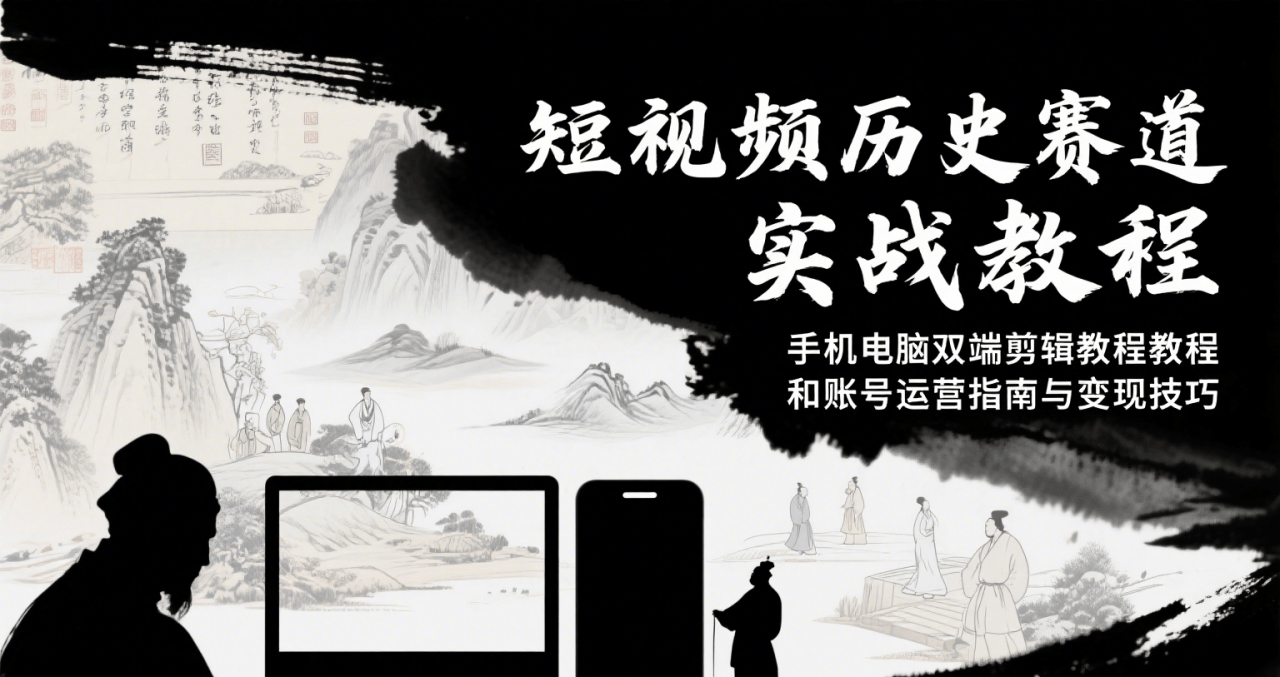 图片[1]-短视频历史赛道实战教程，手机电脑双端剪辑教程和账号运营指南与变现技巧-晓月资源网