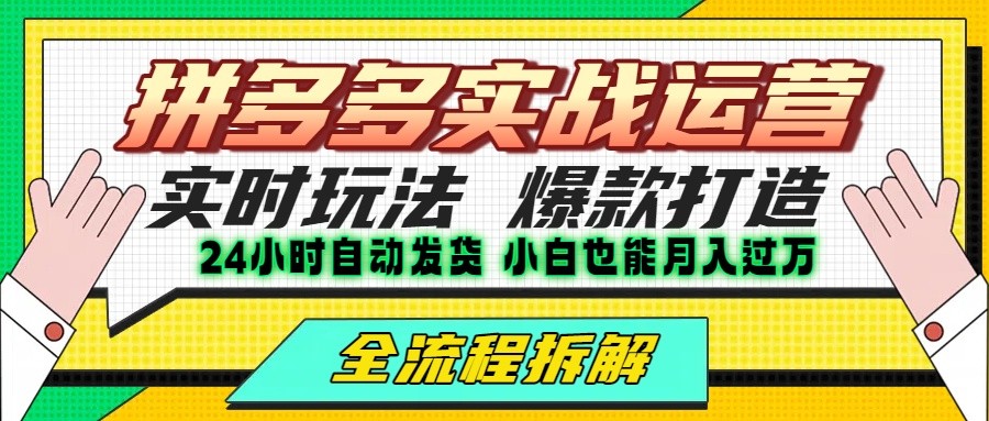 图片[1]-拼多多最新实战运营高投产：长久稳定项目，单店利润一天三位数-晓月资源网