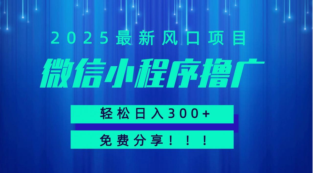 图片[1]-微信小程序撸广，最新风口项目，日入300+ 免费分享 可批量操作 小白可轻松上手！！-晓月资源网