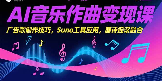 图片[1]-AI音乐作曲变现课，广告歌制作技巧，Suno工具应用，唐诗摇滚融合-晓月资源网