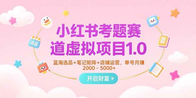 图片[1]-小红书考题赛道虚拟项目1.0，蓝海选品+笔记矩阵+店铺运营，单号月赚5000+-晓月资源网