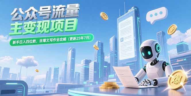 图片[1]-公众号流量主变现项目，新手日入四位数，含爆文写作全攻略(更新25年7月)-晓月资源网