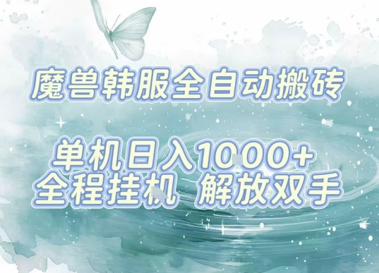 最新韩服游戏搬砖，单机日入1k ，全自动运行挂G项目，解放双手【揭秘】
