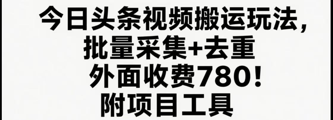 图片[1]-今日头条视频搬运玩法，软件一键去重，轻松日入500+附项目工具-晓月资源网