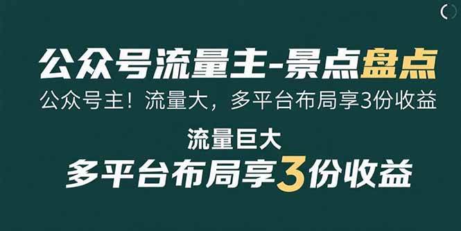 图片[1]-公众号流量主-景点盘点 流量巨大 多平台布局享3份收益-晓月资源网