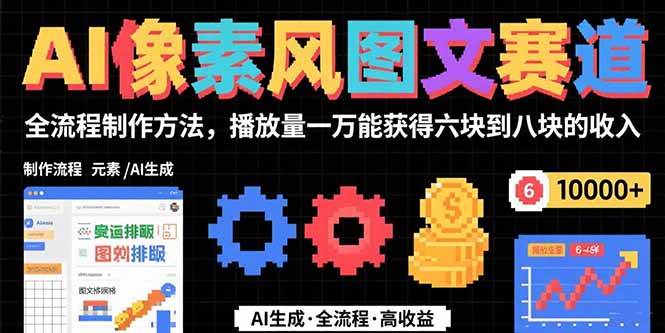图片[1]-AI像素风图文赛道：全流程制作方法，播放量一万能获得6块到8块的收入-晓月资源网