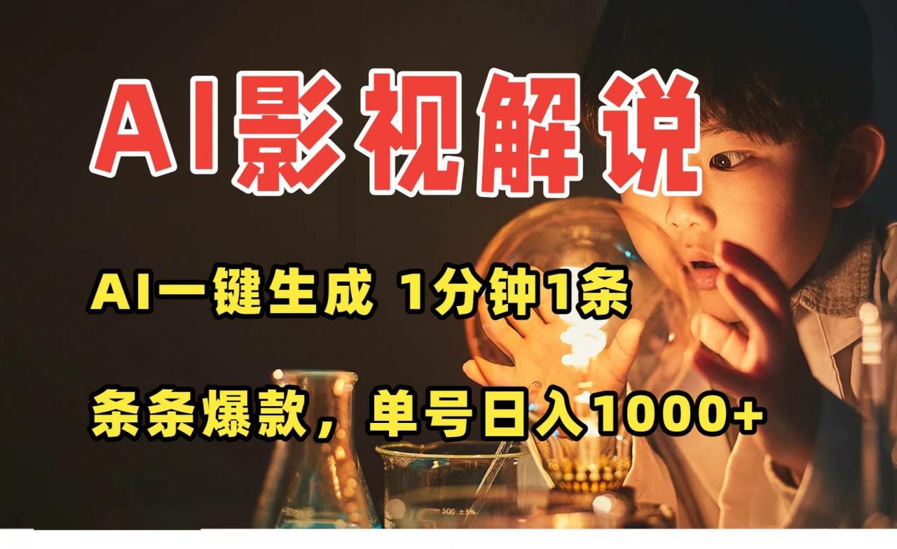 图片[1]-AI一键生成影视解说视频，无需剪辑1分钟1条，条条爆款，多平台变现日入…-晓月资源网