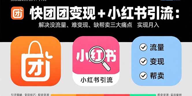 图片[1]-快团团变现+小红书引流：解决没流量、难变现、缺帮卖三大痛点 实现月入3w+-晓月资源网
