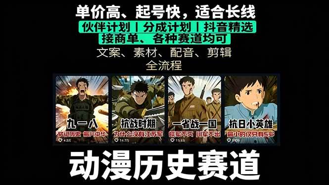 图片[1]-历史动漫赛道撸分成：起号、文案、素材、配音、剪辑，单视频收益破万-晓月资源网