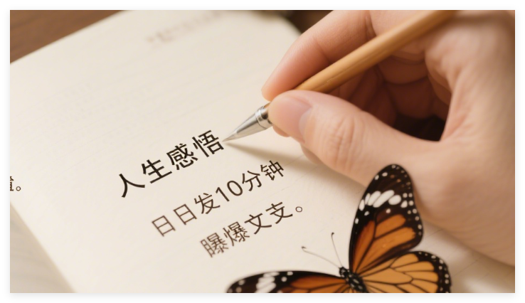 图片[1]-「蝴蝶号」玩法：抄“人生感悟”，日更10分钟，躺着出10w+爆文！-晓月资源网