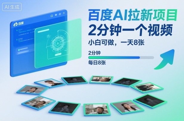 百度AI拉新项目，2分钟一个视频，小白可做，一天8张【附案例 保姆级教程】