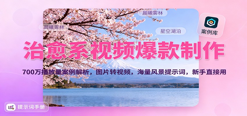 图片[1]-治愈系视频爆款制作，700万播放量案例解析，图片转视频，海量风景提示词，新手直接用-汇课新知资源网