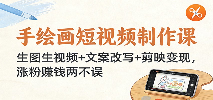 图片[1]-手绘画短视频制作课：生图生视频 文案改写 剪映变现，涨粉赚钱两不误-白蛇网赚