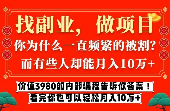 价值3980的网创内部课程，告诉你互联网创业月入10个W的秘密【揭秘】-晓月资源网