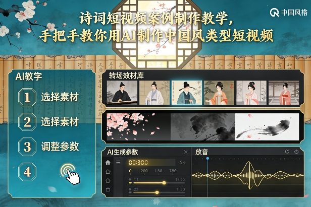 古诗词短视频案例制作教学，手把手教你用AI制作中国风类型短视频-晓月资源网