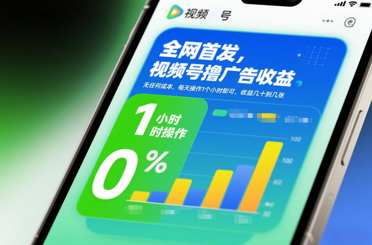 全网首发，视频号撸广告收益，无任何成本，每天操作1个小时即可，收益几十到几张-晓月资源网