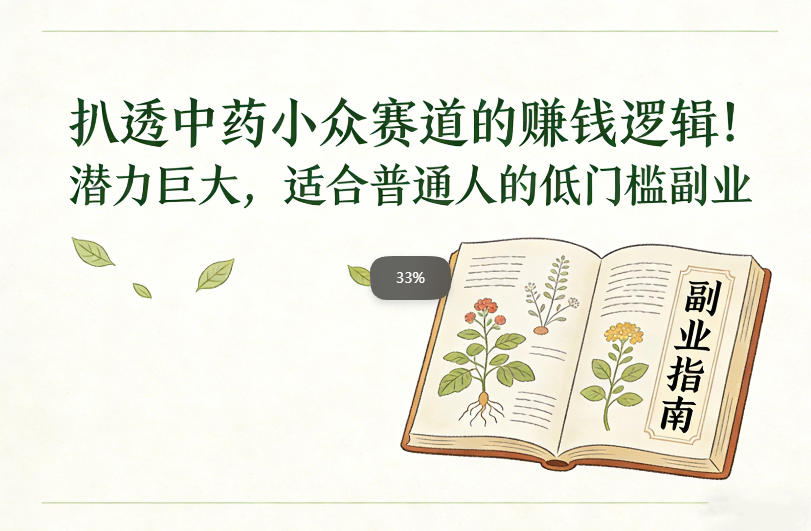 扒透中药小众赛道的賺米逻辑,潜力巨大,适合普通人的低门槛副业